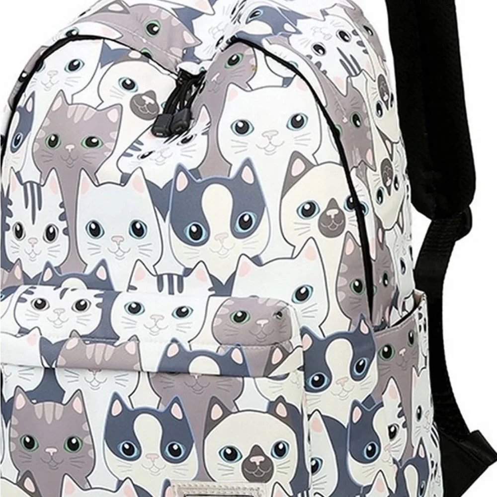 Chic Cat Pattern Backpack for Pet Lovers